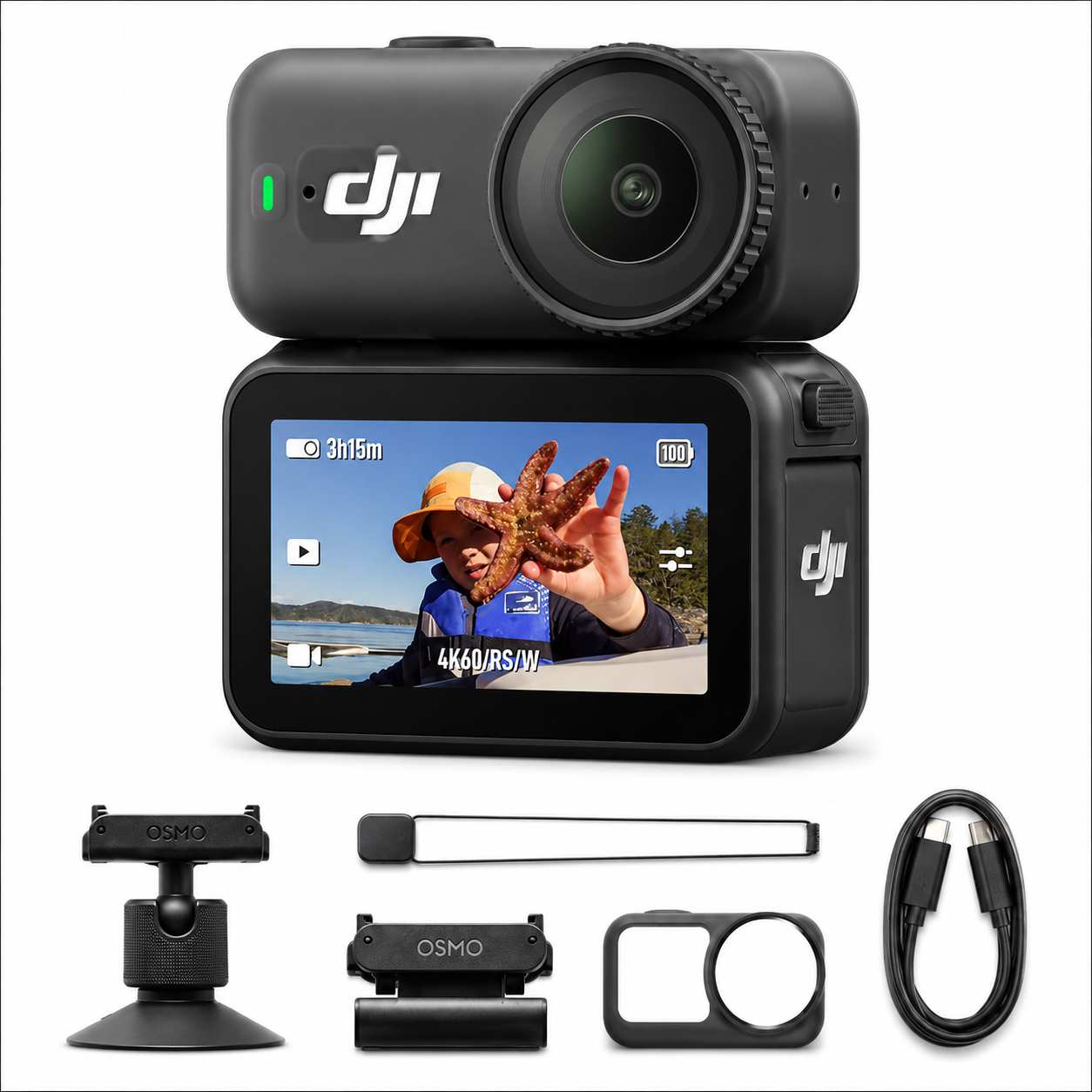 DJI Osmo Nano Standard Combo (128GB), Small 4K/60fps Vlogging Camera with a 1/1.3″ Sensor, 143° Wide FOV Video, 200-Min Recording, Magnetic POV Cam 4K for Sports, Vlog, UAE Version, Official Warranty