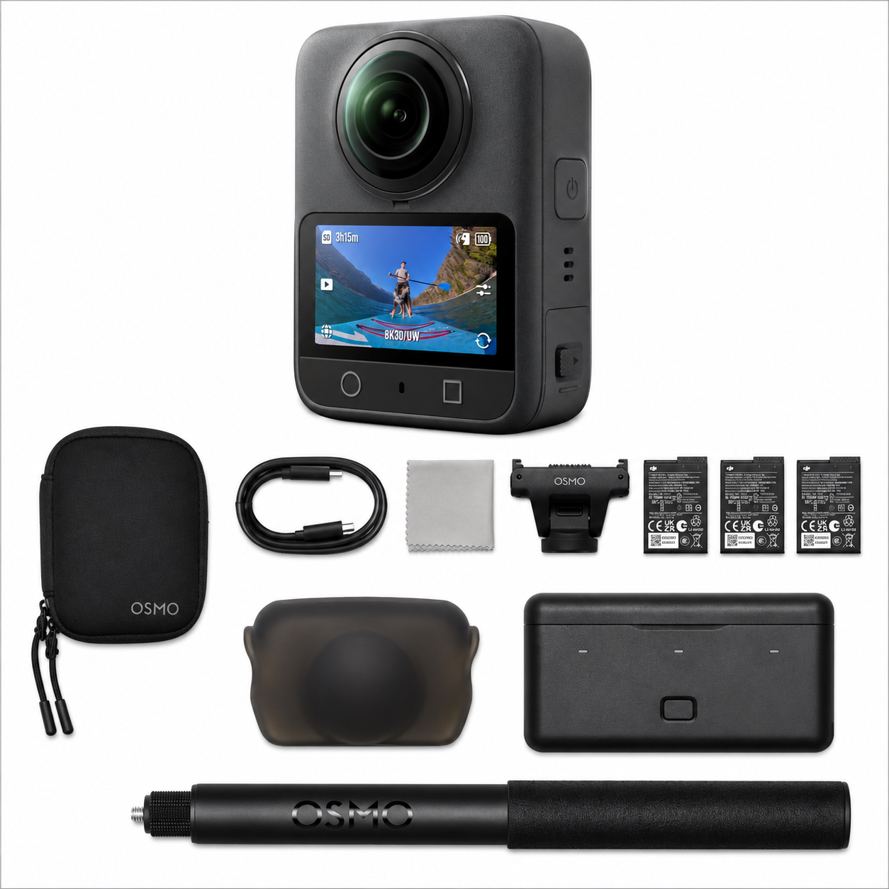 DJI Osmo 360 Adventure Combo - Waterproof 8K 360° Action Camera with 1-Inch Sensor, 128GB Built-in Storage, 100-Min 8K Recording, 4K/120fps & 170° Wide-Angle Video, with 3 Extreme Batteries (1950 mAh)