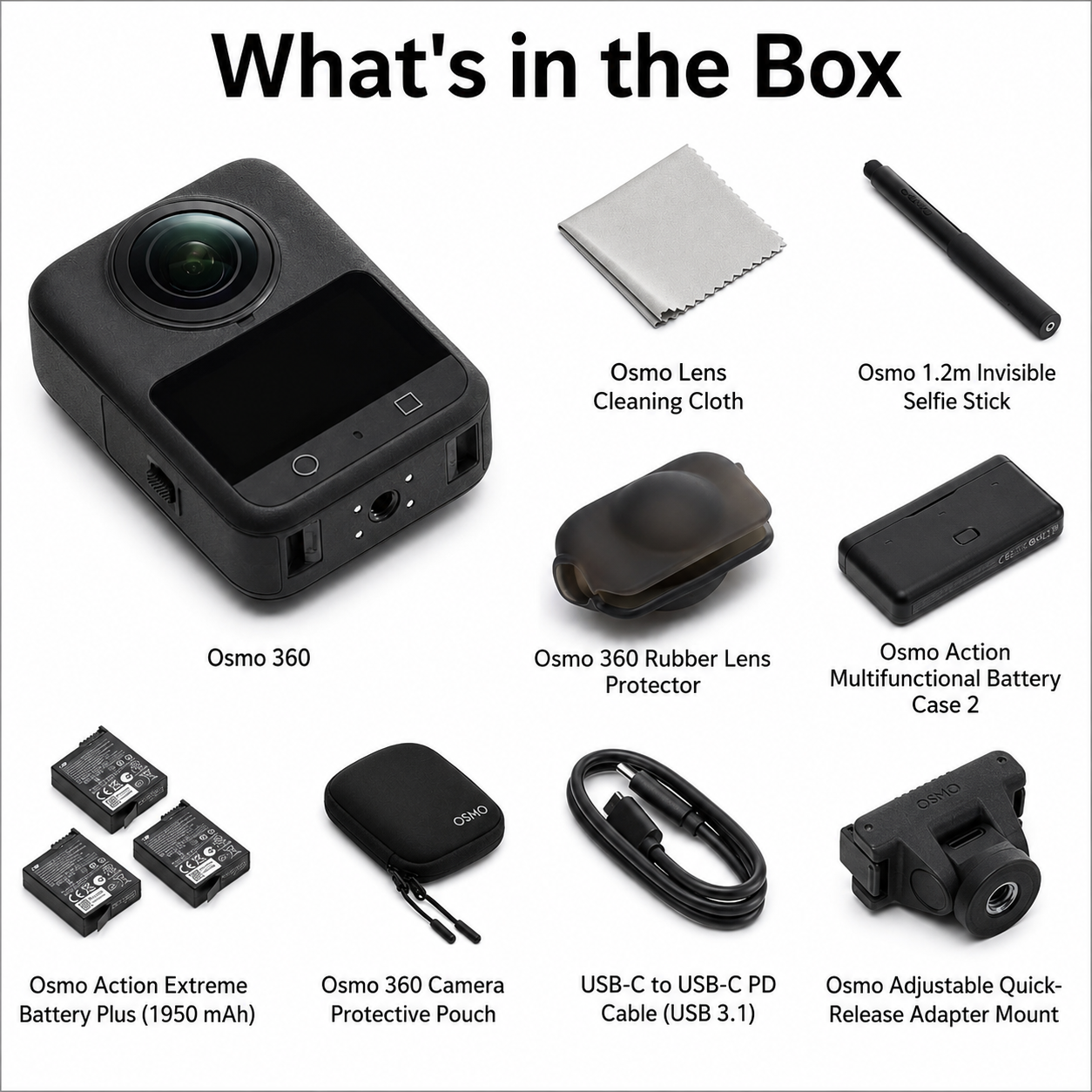 DJI Osmo 360 Adventure Combo - Waterproof 8K 360° Action Camera with 1-Inch Sensor, 128GB Built-in Storage, 100-Min 8K Recording, 4K/120fps & 170° Wide-Angle Video, with 3 Extreme Batteries (1950 mAh)