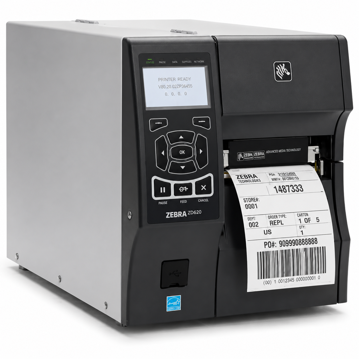 Zebra ZT411 300 dpi Thermal Transfer and Direct Thermal Industrial Barcode Label Printer - Ethernet, Bluetooth, Serial, USB Connectivity - 14 IPS, 4-inch Print Width - YKGAV