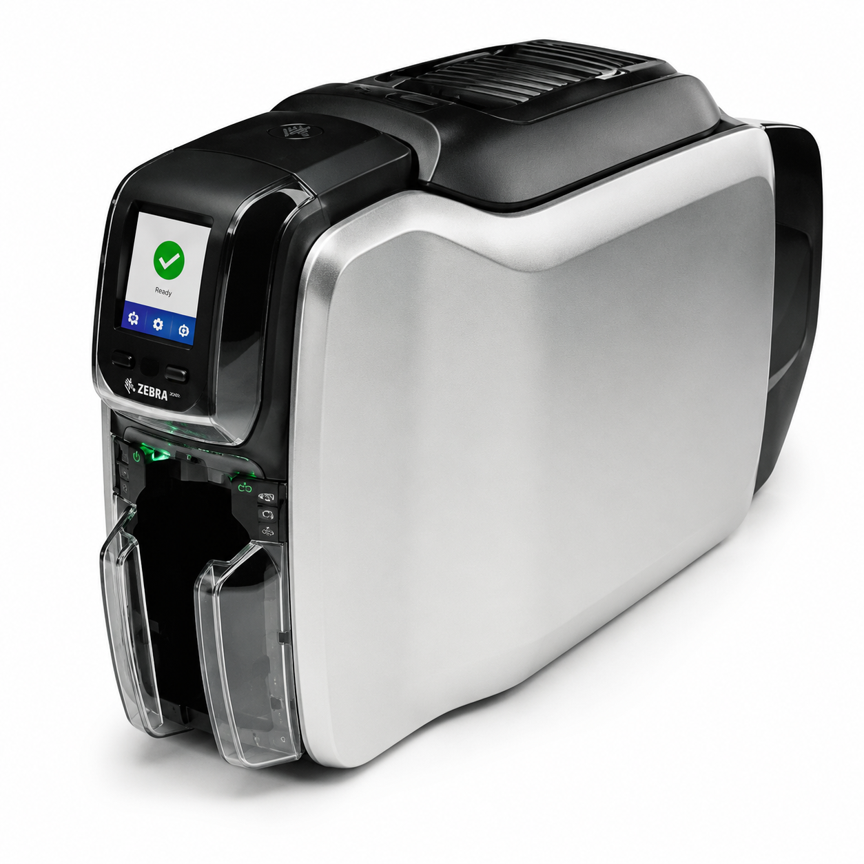 Zebra ZC300 Card Printer, Single-Sided Printing, UK/EU Cables, USB and Ethernet, Windows Driver. Part #ZC31-000C000EM00 + Color Ribbon 200 Images + 100 PVC CR80 Plastic Cards