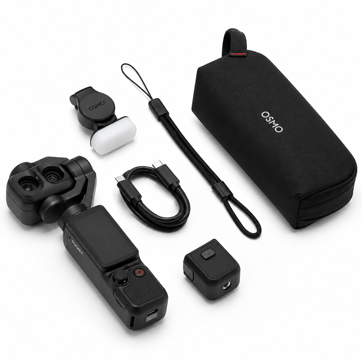 DJI Osmo Pocket 4P Standard Combo | 4K 3-Axis Gimbal Camera with Fill Light Handle, Carrying Pouch & USB-C Cable