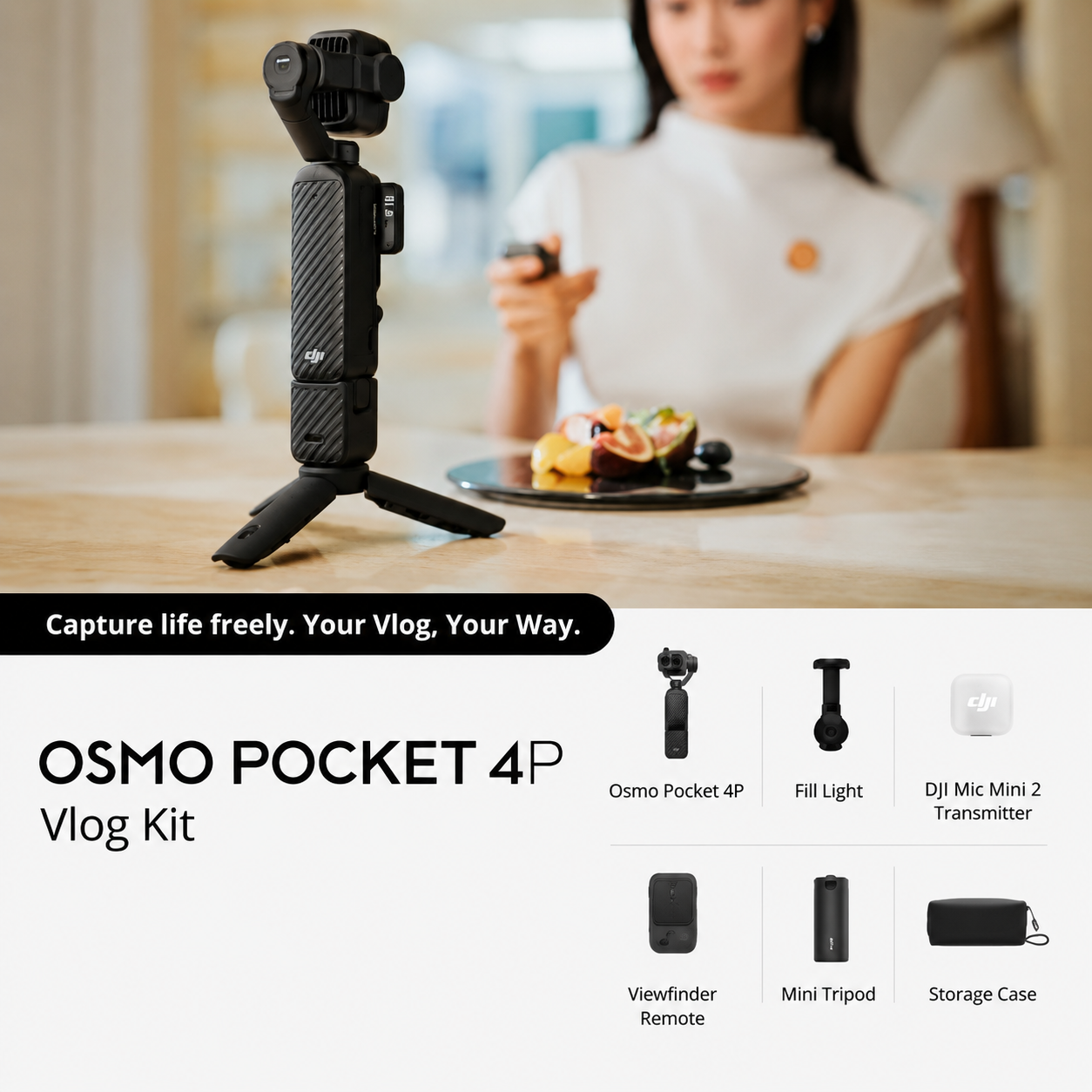 DJI Osmo Pocket 4P Vlog Combo 4K Gimbal Camera | 3-Axis Stabilized Camera | Buy Online UAE | Everking