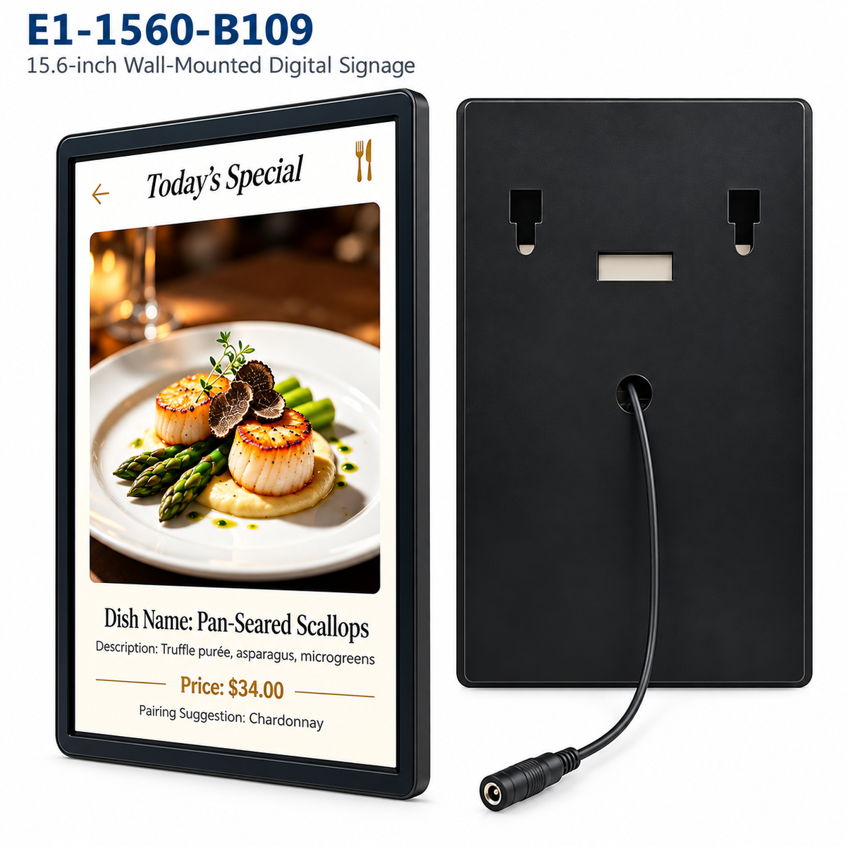 E1-1560-B109 15.6-Inch Suspension-Mount Digital Signage Display