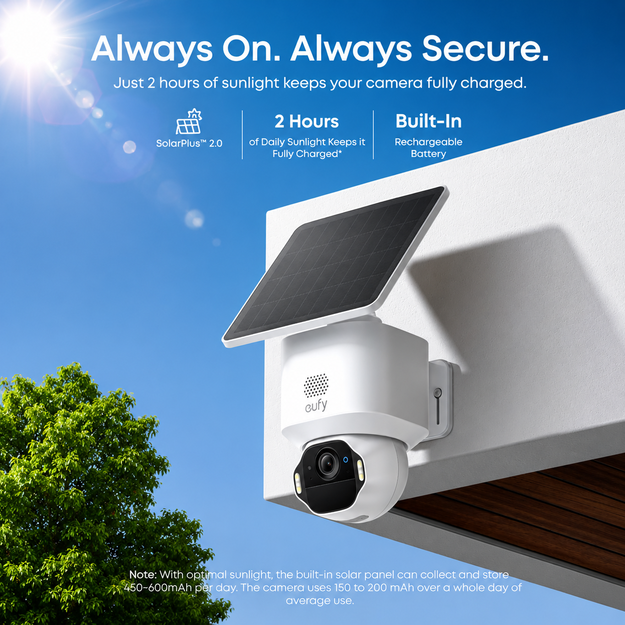 Eufy SoloCam E42 4K PTZ Security Camera | Solar Powered Outdoor Wi-Fi Camera with AI Detection, Spotlight & 360° Coverage
