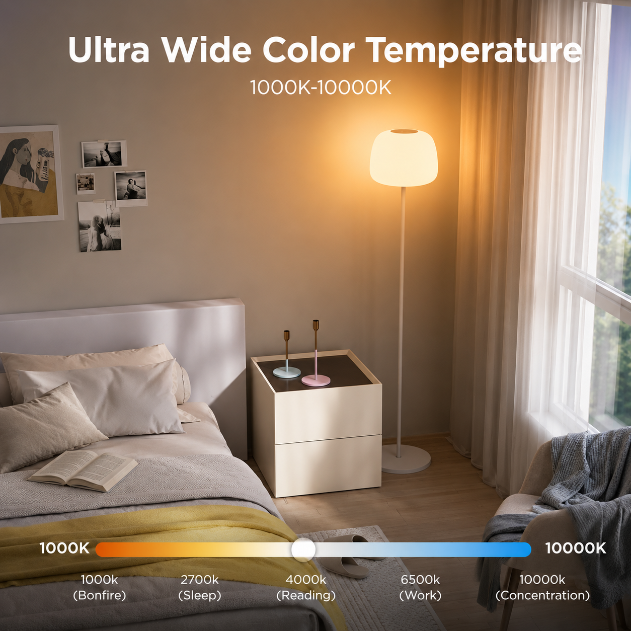 Govee Lantern Floor Lamp | RGBICWW Smart LED Floor Lamp with Matter, Alexa, Google Assistant, Music Sync & 1400 Lumens