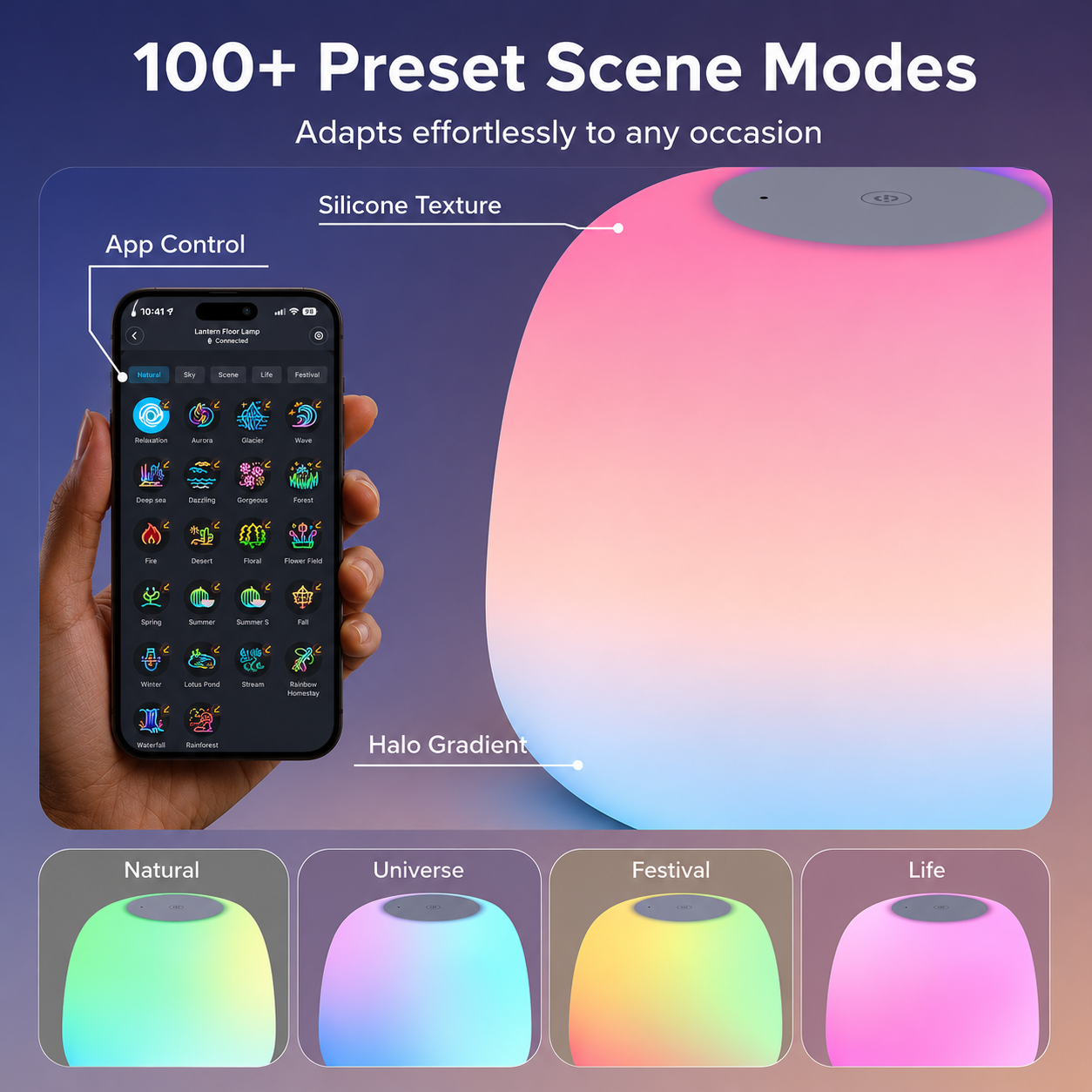 Govee Lantern Floor Lamp | RGBICWW Smart LED Floor Lamp with Matter, Alexa, Google Assistant, Music Sync & 1400 Lumens