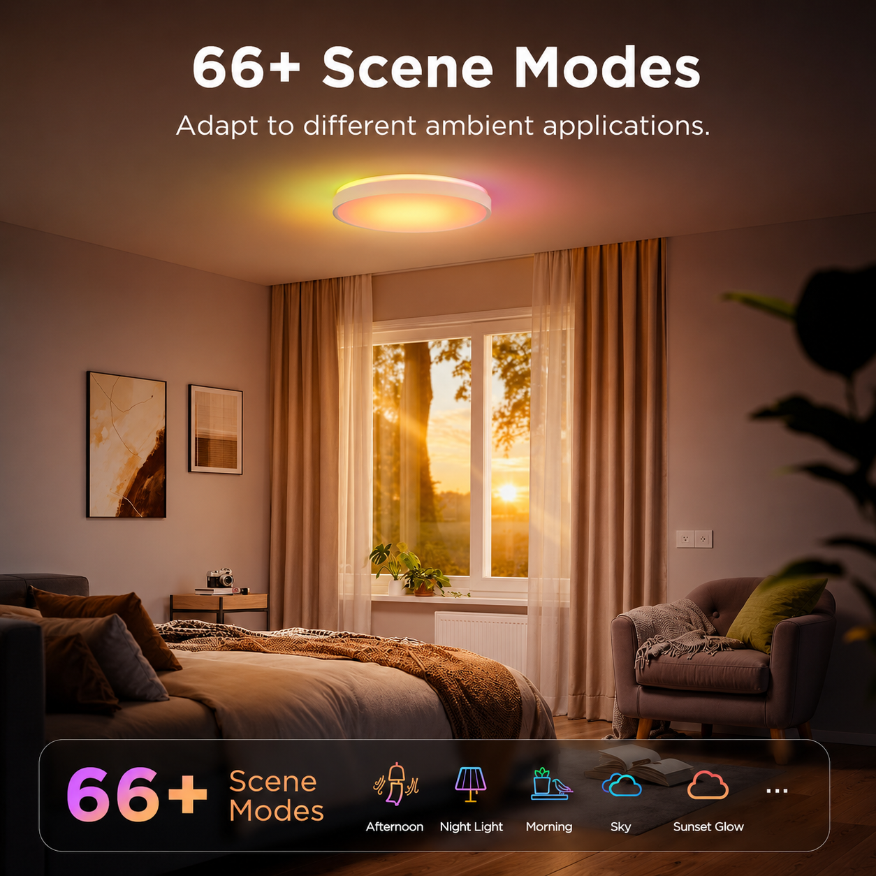 Govee Smart Ceiling Light 4300LM 15 Inch | RGBIC Wi-Fi LED Ceiling Light with Matter, Alexa, Google Assistant & Dimmable 2700K-6500K