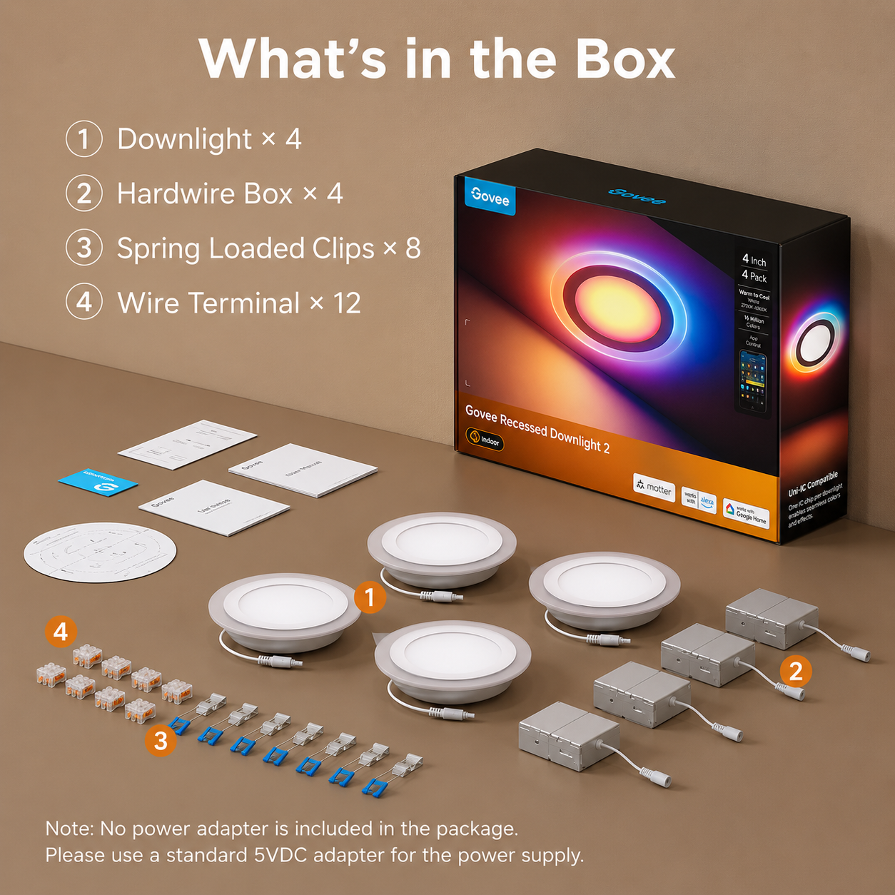 Govee Smart Recessed Lights Pro with Night Light | RGBWW LED Downlights with Matter, Alexa & Google Assistant