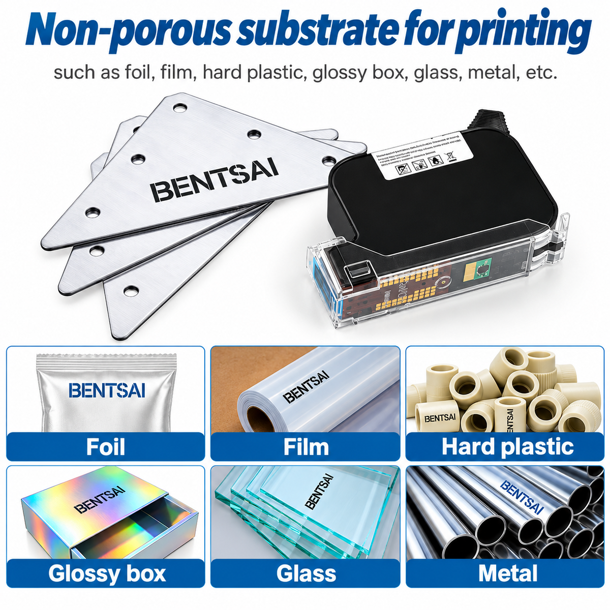 BENTSAI BT-2580P Black Fast-Dry Solvent Ink Cartridge – 42ml, 12.7mm