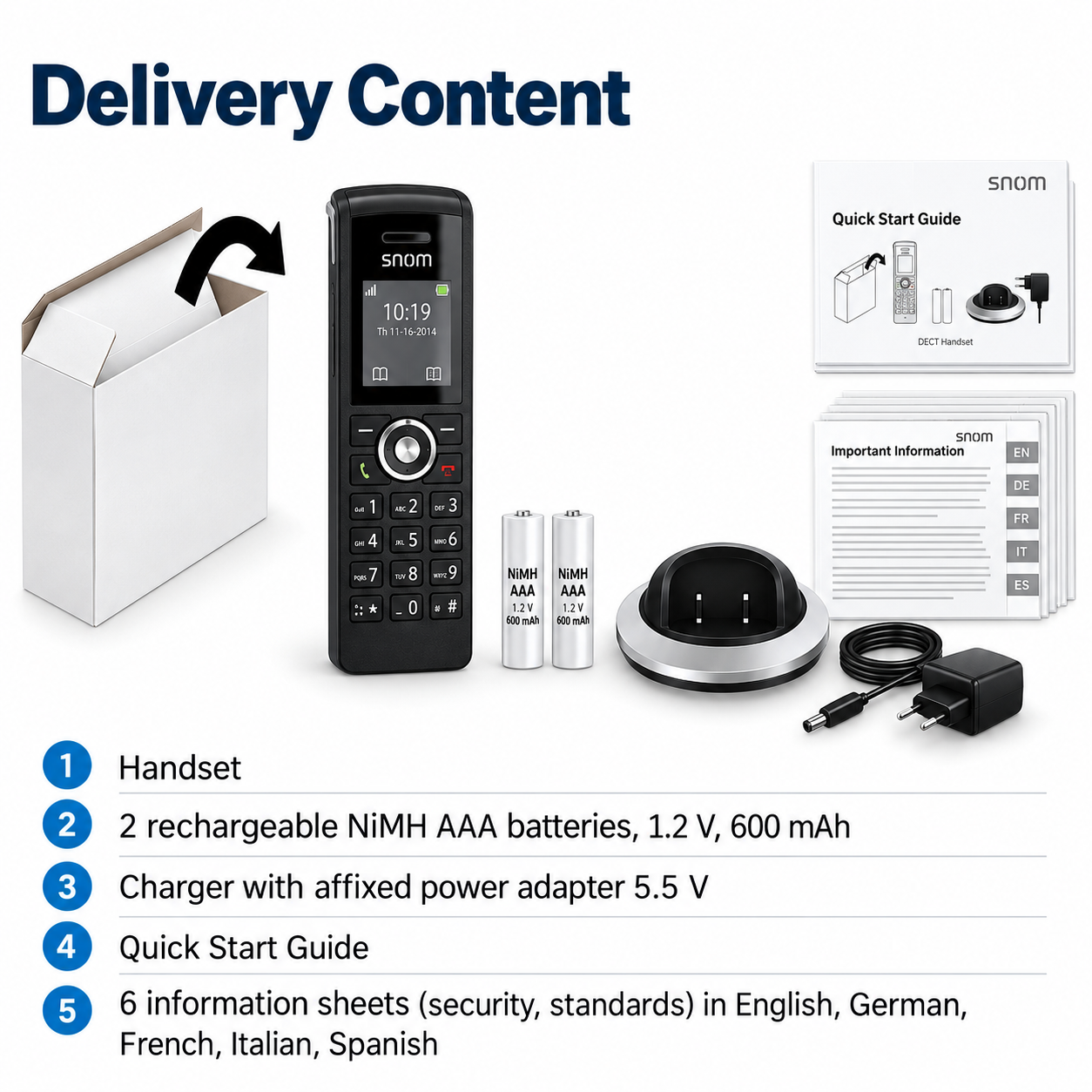 Snom M25 DECT Cordless Handset – Speakerphone, DECT Encryption | Compatible with M300 & M700